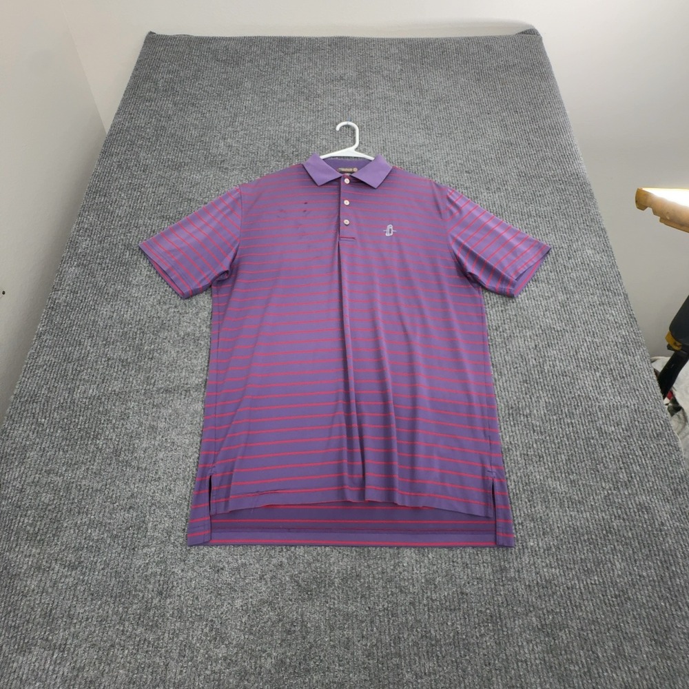 Peter Millar Polo Men M Purple Red Striped Summer Comfort Golf Ghost Tree